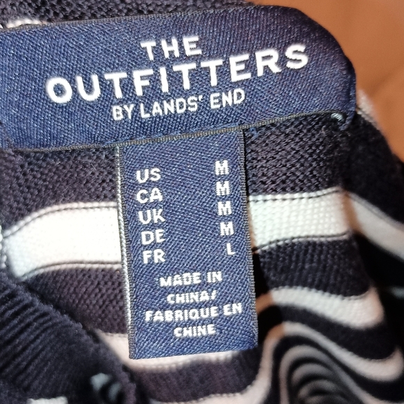 LANDS END Nautical THE OUTFITTERS Striped Sweater Navy & White Elegance(#1,136) - Picture 2 of 7